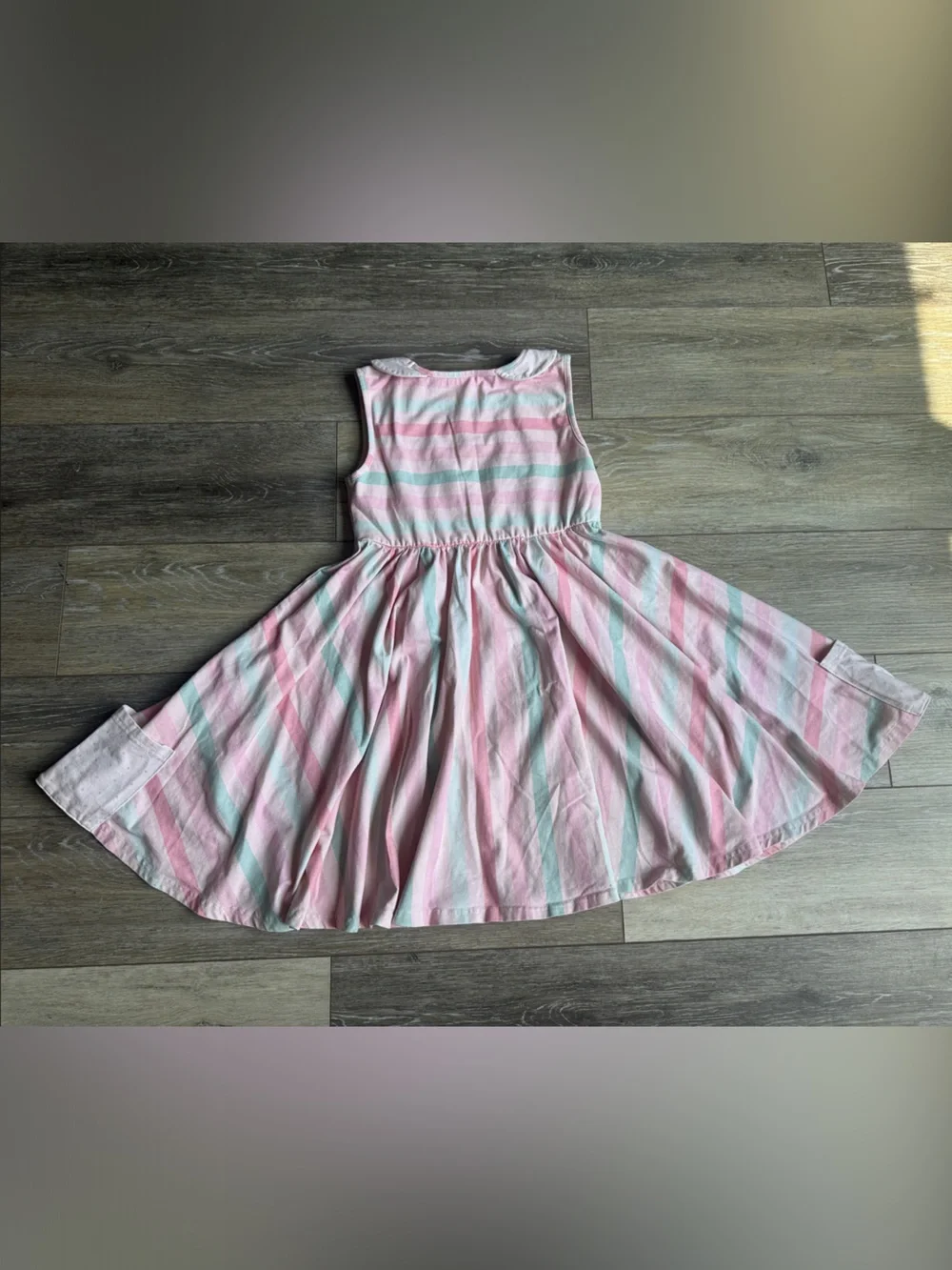 SweetHoney Pink and Mint Striped Sleeveless Button-Front Dress